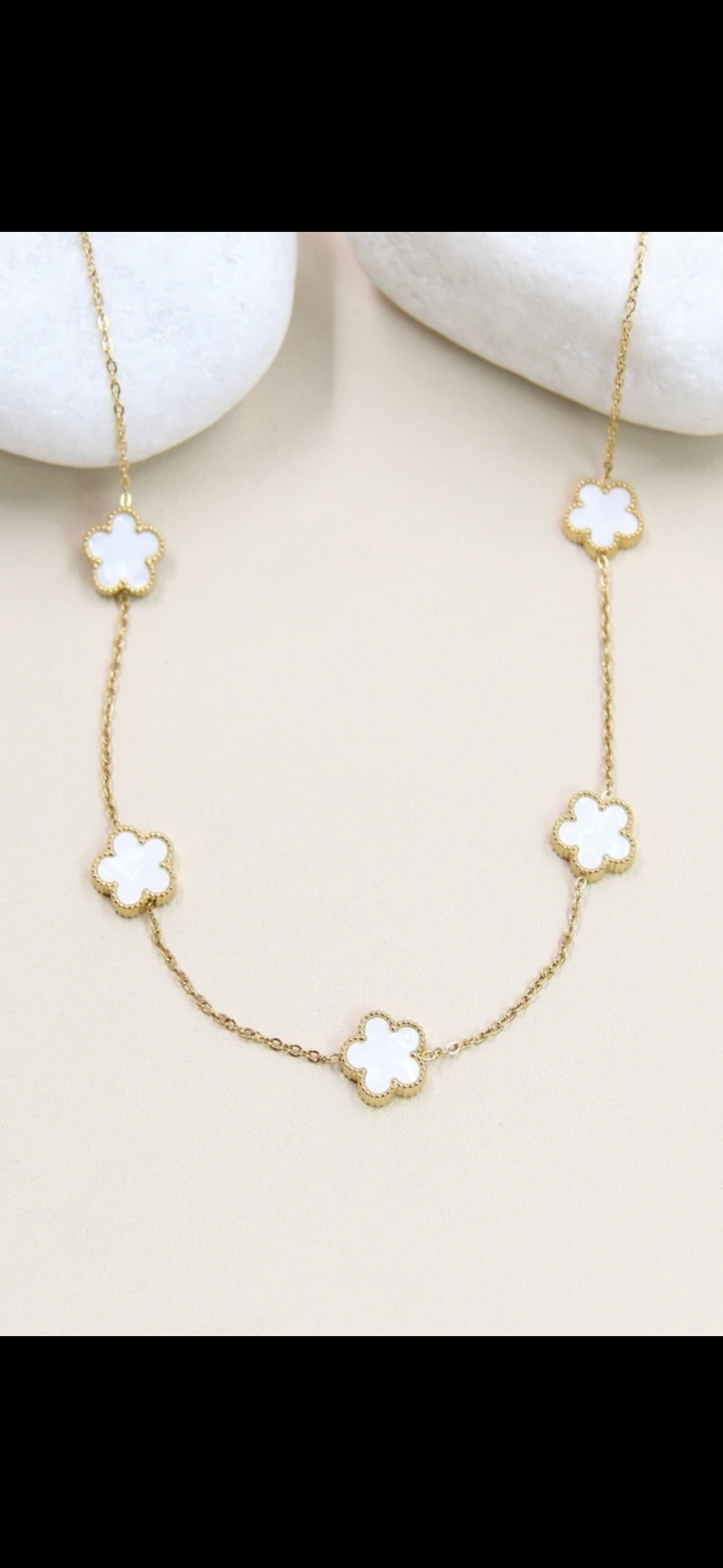 Collier trèfle en nacre et acier inoxydable